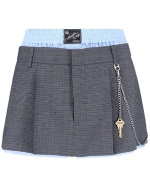 Alexander Wang Logo Wool Blend Mini Skirt - Blue