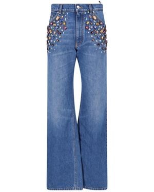 Stella McCartney Straight Jeans With Appliqués - Blue