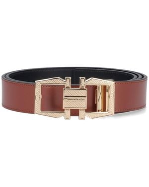 Ferragamo Cintura Reversibile Squadrata "Gancini" - Marrone