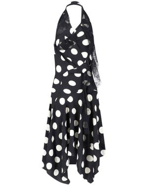 Junya Watanabe Polka Dot Asymmetrical Midi Dress - White