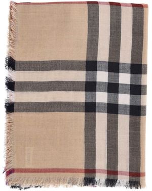 Burberry Sciarpa In Lana E Seta "Check" - Grigio