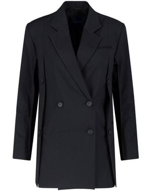 Eudon Choi Double-Breasted Virgin Wool Blazer - Blue