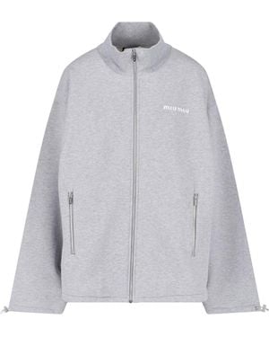 Miu Miu Cotton Zip Sweatshirt - Grey