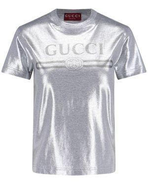 Gucci Printed Laminated Cotton T-Shirt, Ready-To-Wear - Metallic