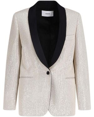 Lardini Single-Breasted Sequin Blazer - White