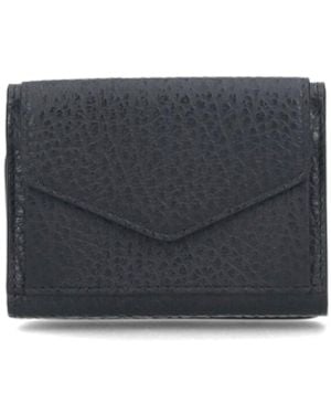 Maison Margiela Leather Wallet With Viscose Lining - Black