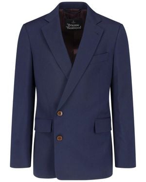 Vivienne Westwood Single-Breasted Virgin Wool Blazer - Blue