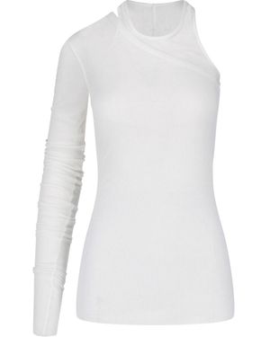 Rick Owens Top Asimmetrico In Viscosa E Seta - Bianco