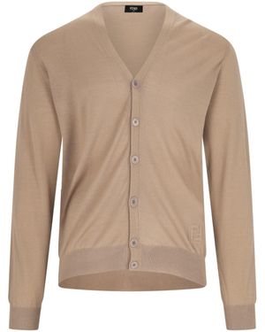 Fendi Cardigan Scollo A V - Neutro