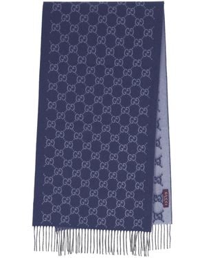 Gucci 'Gg' Cashmere Scarf - Blue