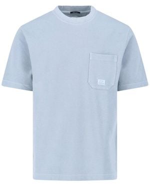 C.P. Company C. P. Company 100% Cotton Chest Logo T-Shirt For - Blue