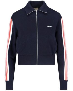 Autry Viscose Blend Zip Sweatshirt - Blue
