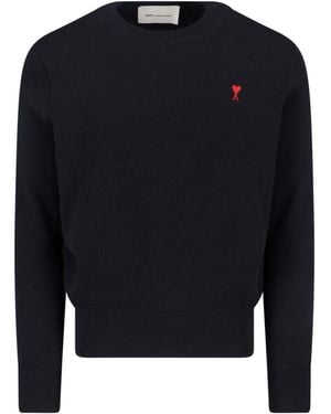 Ami Paris Ami De Coeur Fitted Sweater - Blue