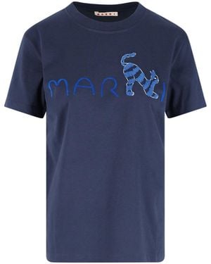 Marni Animal Aphabet Logo T-Shirt - Blue
