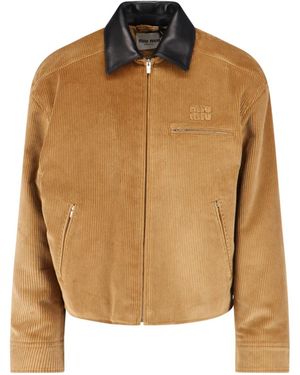 Miu Miu Velvet Zip Jacket - Brown