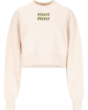 Miu Miu Logo Crop Sweatshirt - White