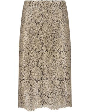 Ermanno Scervino Floral Lace Midi Skirt - Natural