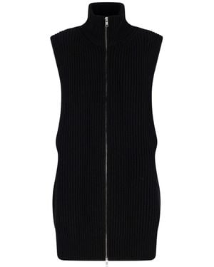MM6 by Maison Margiela Wool Zip Vest - Black