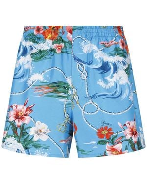Gucci Printed Swim Shorts - Blue
