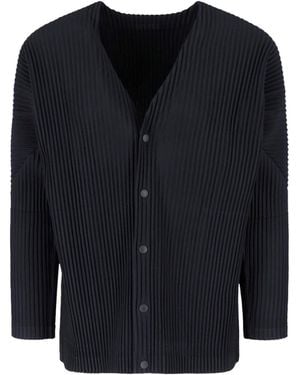 HOMME PLISSÉ Pleated Cardigan - Black