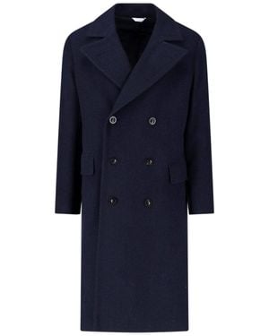 Boglioli Double-Breasted Virgin Wool Coat - Blue