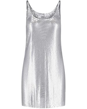 Rabanne Metallic Knit Mini Dress - Grey