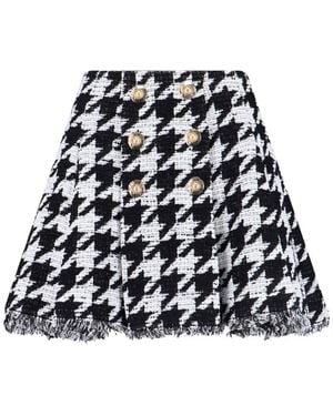 Balmain Skirt With Houndstooth Pattern - Black