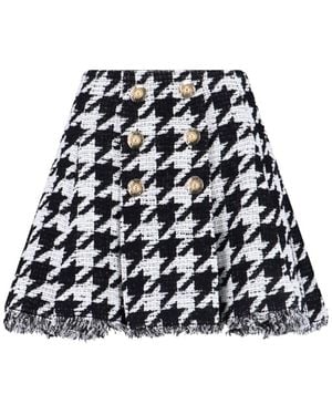 Balmain Skirt With Houndstooth Pattern - Black