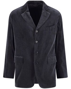 Kaptain Sunshine Single-Breasted Corduroy Blazer - Blue