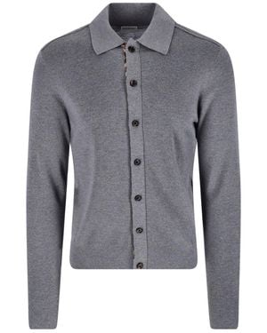 Burberry Button-Front Collared Knit Cardigan - Blue