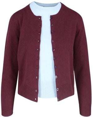 Canessa Two-tone Crop Knit Cardigan - Purple