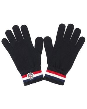 Moncler Guanti Logo "Tricolore" - Nero