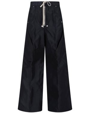 Rick Owens Wide Trousers "Megastrapped Bolans" - Blue