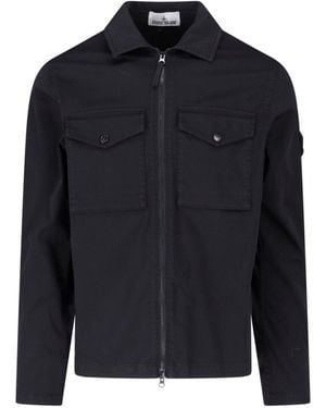 Stone Island Zip Shirt Jacket - Blue