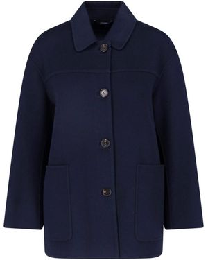 Max Mara Short Virgin Wool Coat - Blue