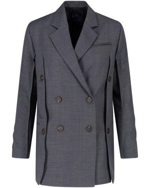 Eudon Choi Double-Breasted Virgin Wool Blazer - Grey