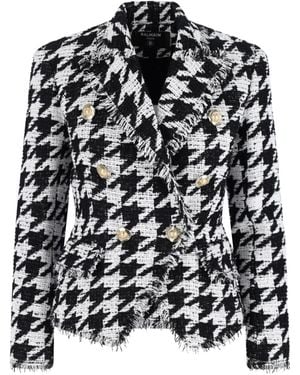 Balmain Double-Breasted Tweed Blazer - Black