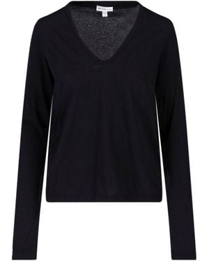 James Perse Long Sleeve V-Neck T-Shirt - Blue