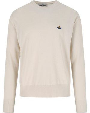 Vivienne Westwood Cream Alex Cotton Crew Neck Jumper - White