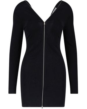 Alexander Wang Continuous Zipper V-Neck Mini Dress - Black