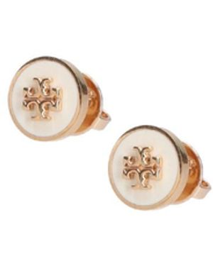 Tory Burch Enamel And Brass Statement Earrings - White