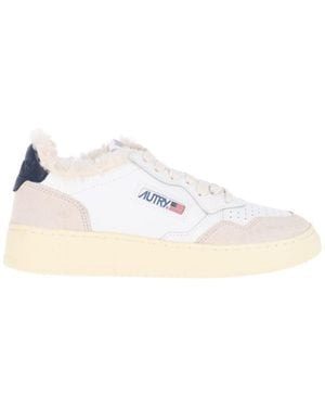 Autry Shearling-Lined Low-Top Trainers - White