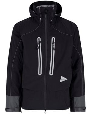 and wander Hooded Zip Front Shell Jacket - Blue