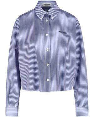 Miu Miu Striped Cotton Shirt - Blue