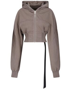 Rick Owens Cropped Zip Hoodie - Gray