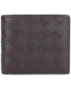 Bottega Veneta "Intrecciato" Bifold Wallet - Grey
