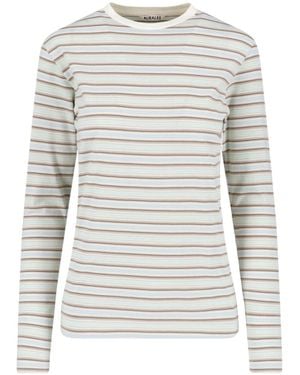 AURALEE T-Shirt “Gradient Stripe” - White