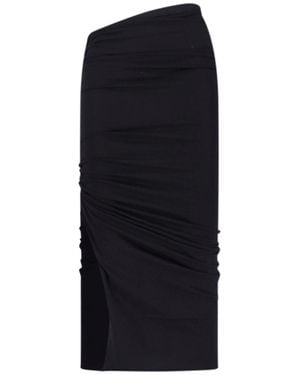 Rick Owens Edfu" Draped Midi Skirt - Black