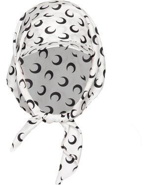 Marine Serre 'Moon Silk' Hat With Scarf - White