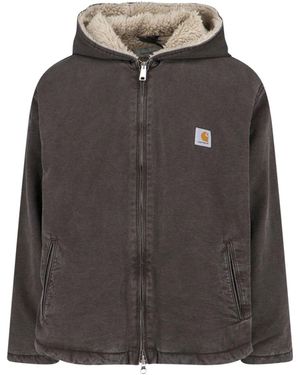 Carhartt Contrast Lined Cotton Hooded Jacket With Zip Closure - Grey